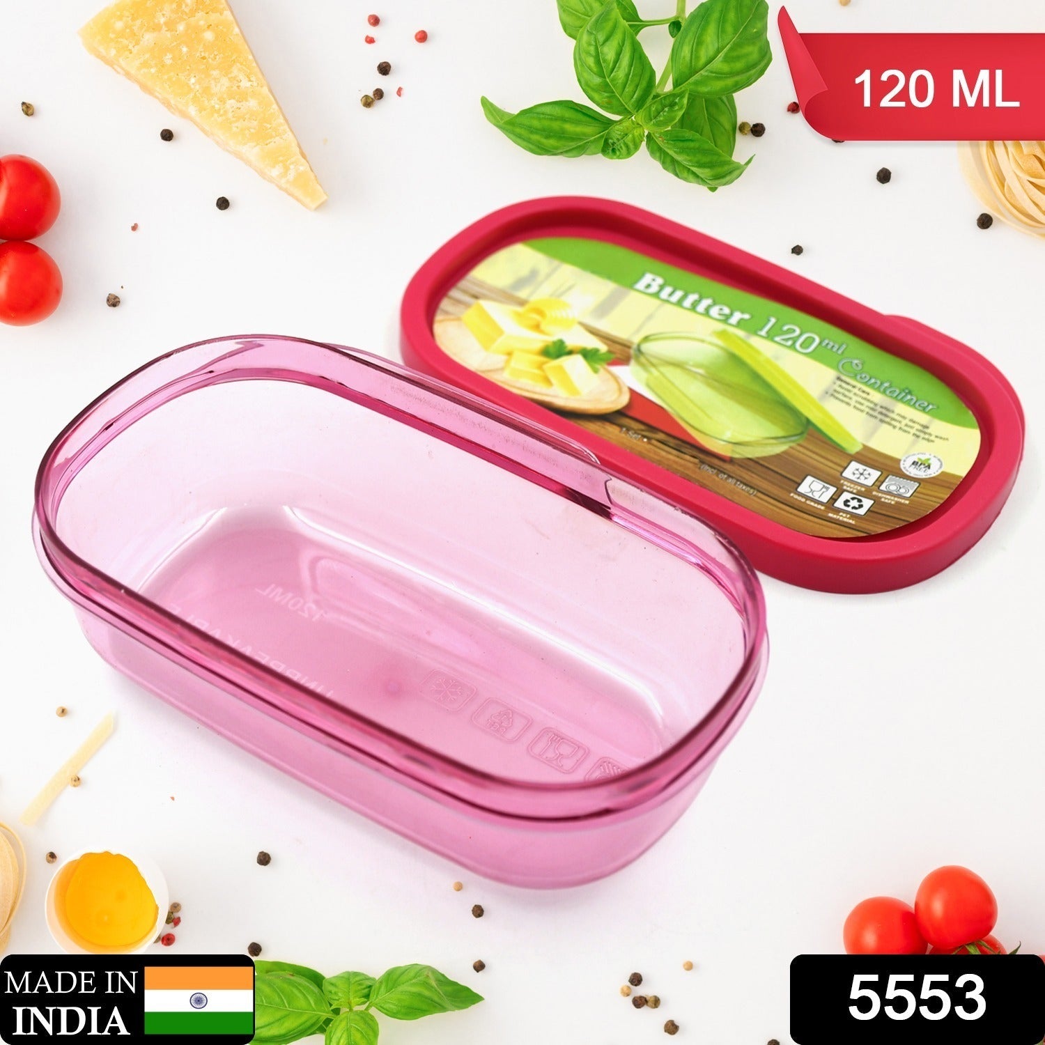 5553 Butter Container, PP Butter Storage Box Easy to Take Portable Large Capacity for Kitchen for Home for Cheese for Butter (120 ML) 5553 Butter Container, PP Butter Storage Box Easy to Take Portable Large Capacity for Kitchen for Home for Cheese for Butter (120 ML)